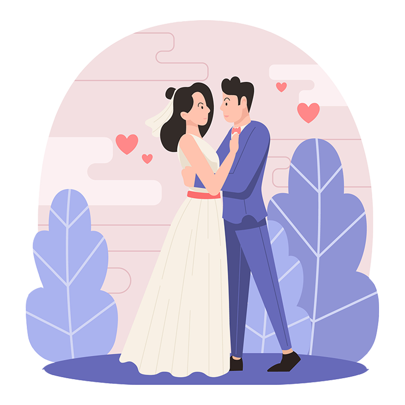 Illustration eines Paares bei der Hochzeit